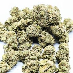 og shark Green cannabis buds on white background