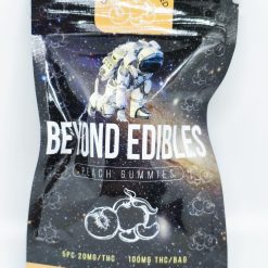 beyond edibles - peach Cannabis-infused peach gummy candy package
